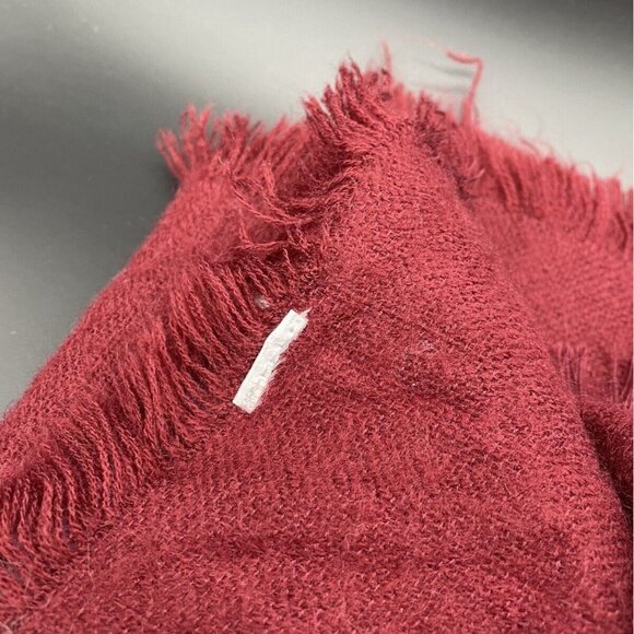 Southwest Aztec Wrap Scarf Throw Blanket Fringe Western Maroon Blue Stripe 77x40 - Picture 4 of 6